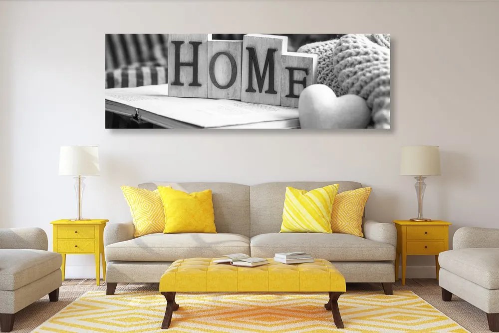 Quadro su tela – Con scritta Home e natura morta in bianco e nero