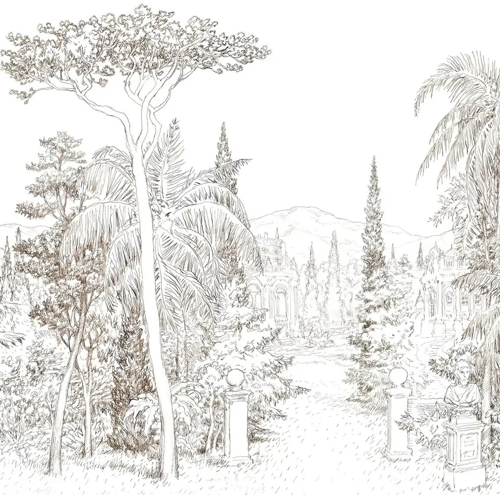 Isidore Leroy Carta da parati panoramica Jardin Baroque - Panel A