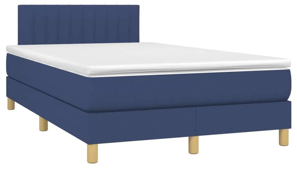 Letto a molle con materasso e led blu 120x190 cm in tessuto