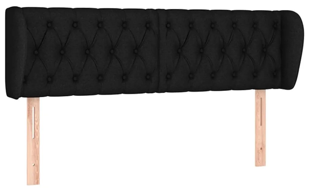 Testiera ad orecchio nera 147x23x78/88 cm in tessuto