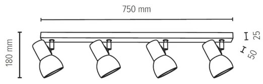 Spot-Light 2224474 - Faretto SVENDA 4xE27/60W/230V quercia