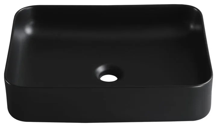 Lavabo da appoggio SENSEA rettangolare piletta non inclusa in ceramica L 50 x H 12 x P 36 cm nero opaco piletta non inclusa