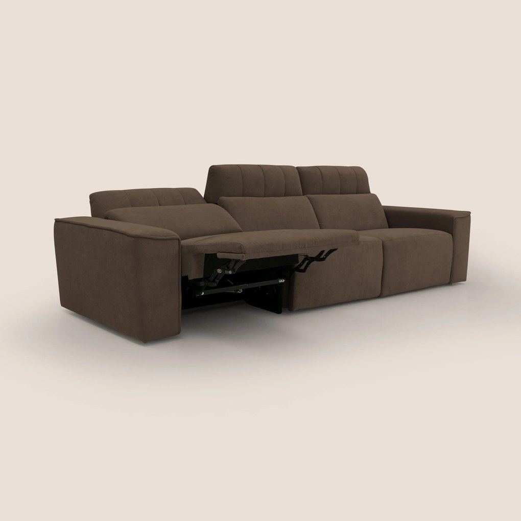 Clark Divano modulare 3 sedute con opzione relax elettrico in tessuto smacchiabile impermeabile T17 marrone