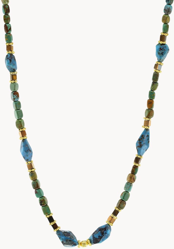 Collana placcata in oro con turchese e ematite Neo