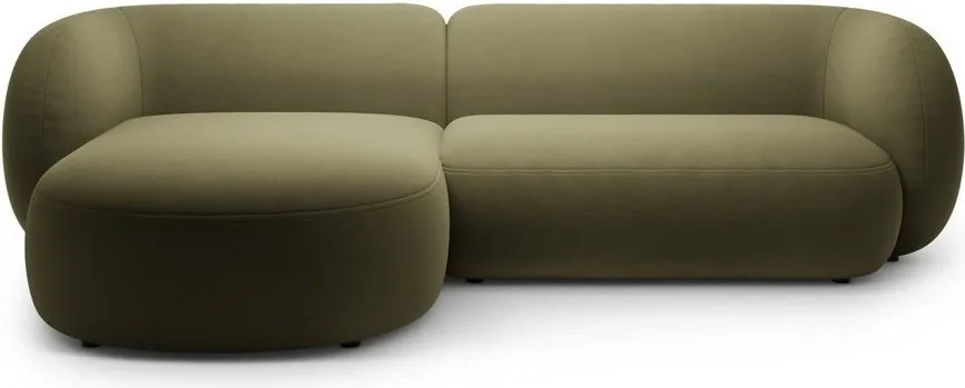 Divano angolare verde (con penisola a sinistra/con chaise lounge) con rivestimento in velluto Kate – Micadoni