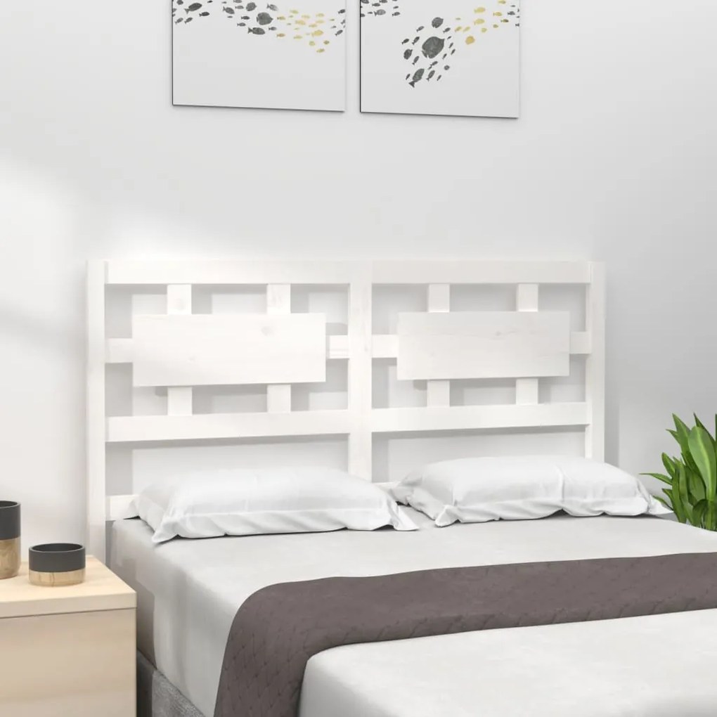 Testiera Per Letto Bianca 140,5x4x100 Cm Legno Massello Di Pino /