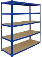 10 Scaffali in Acciaio Senza Bulloni T-Rax Blu Larghi 160cm per Magazzino e Box