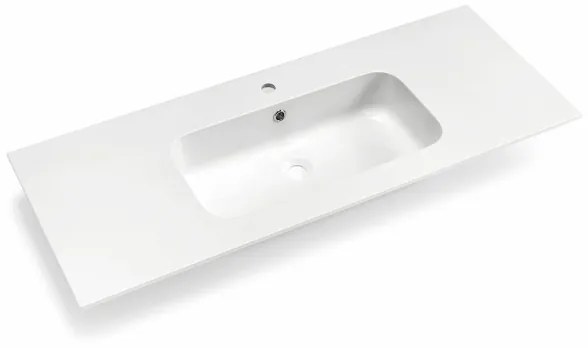 Mobile da bagno sospeso moderno base 120 CLASSIC con 2 cassetti e lavabo, BIANCO OPACO