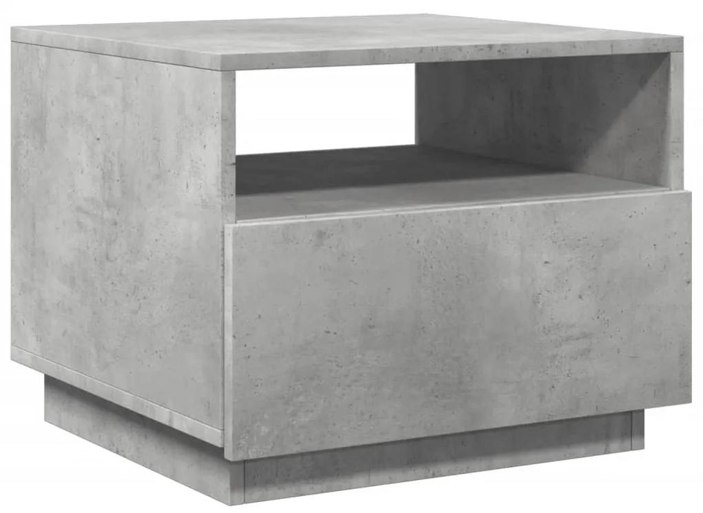 Tavolino da soggiorno con luci led grigio cemento 50x49x40 cm