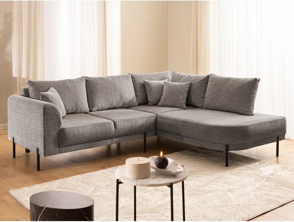 Divano angolare grigio tortora (con penisola a destra/a L) con rivestimento in ciniglia Mauris – Ropez