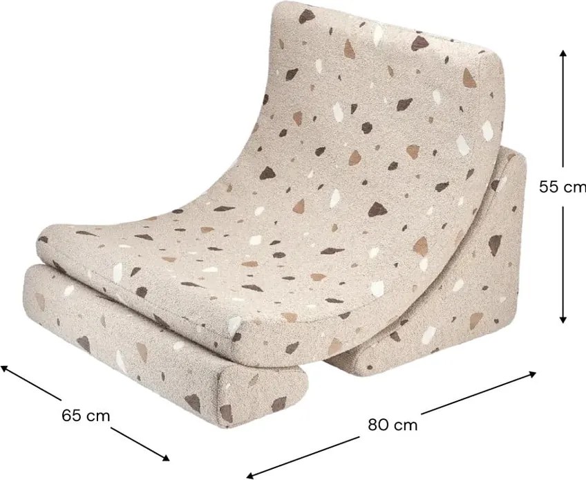 Poltrona per bambini marrone chiaro con rivestimento in bouclé e ciniglia Terrazzo Moon – Wigiwama
