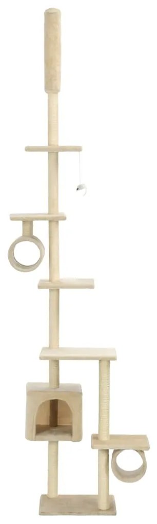 Albero per Gatti con Pali Tiragraffi in Sisal 260 cm Beige