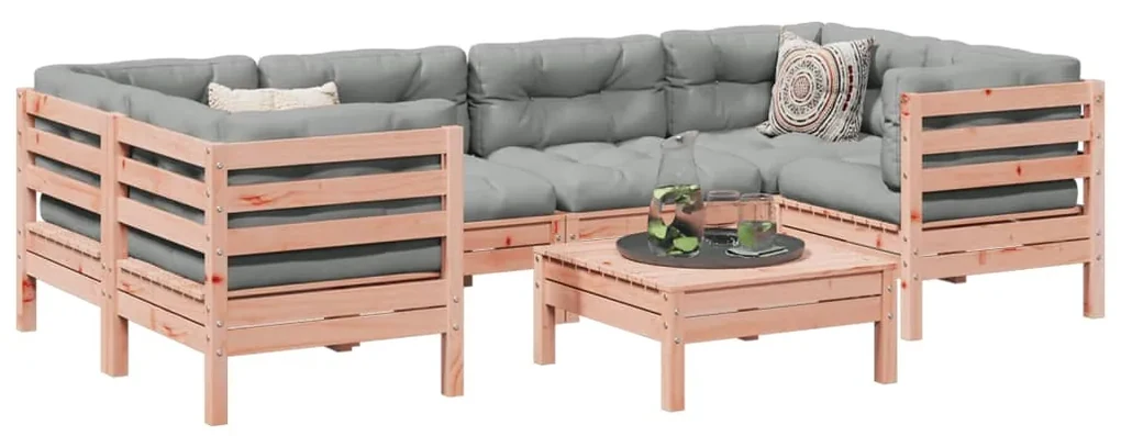Set divani giardino 7 pz cuscini legno massello abete douglas