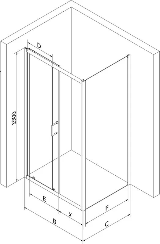 Mexen Apia cabina doccia scorrevole 100 x 80 cm, trasparente, nero - 840-100-080-70-00