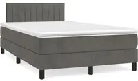 Letto a Molle Materasso e LED Grigio Scuro 120x190cm in Velluto 3270166