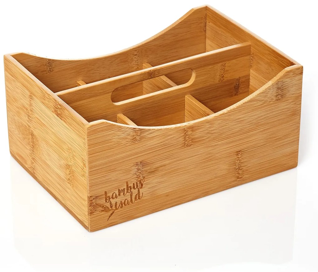 blumfeldt Organizer da scrivania, portapenne, 6 scomparti, dimensioni: 25x12x18 cm, bambù