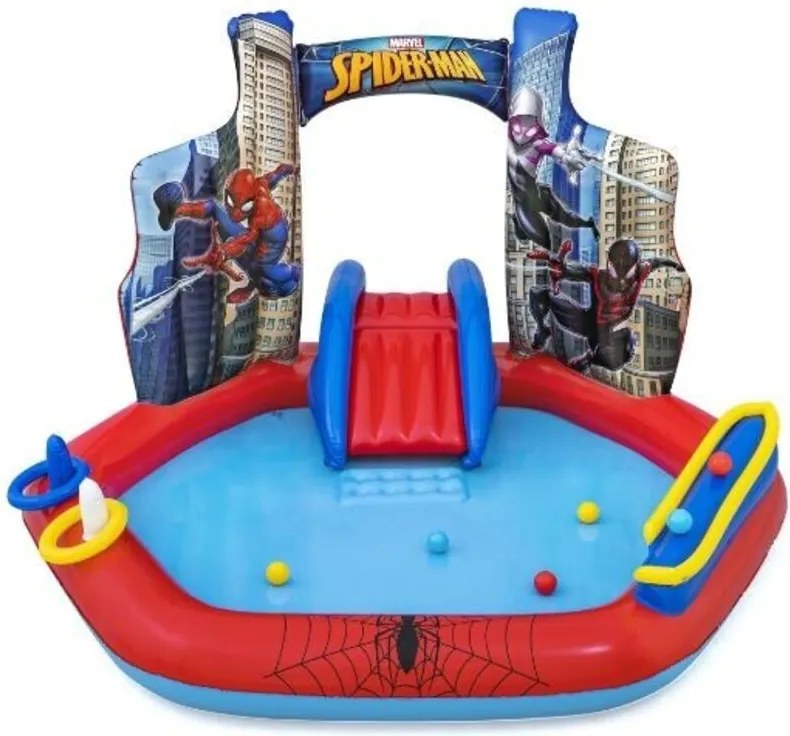 Play Center Gonfiabile Spider-Man 2,11 m x 2,06 m x 1,27 m Con Palline e Anelli - Bestway