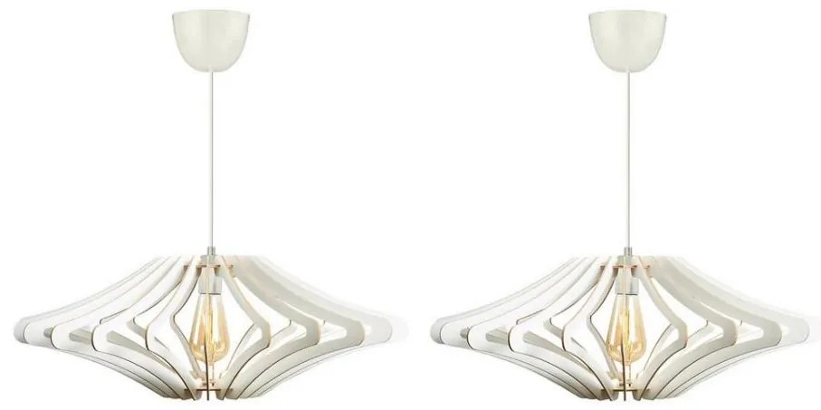 SET 2x Lampadario a sospensione con filo 1xE27/60W/230V bianco diametro 47 cm