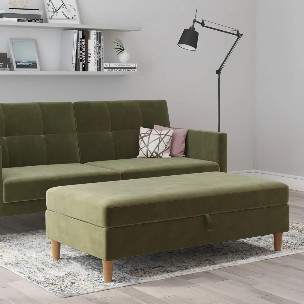 Poggiapiedi in velluto verde Lilly - Støraa