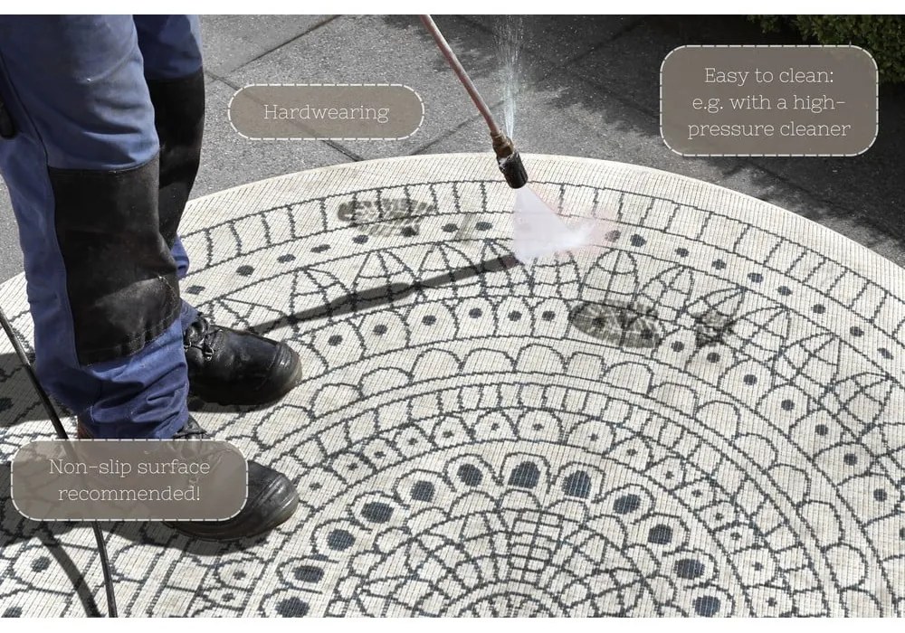 Tappeto da esterno grigio e crema , ⌀ 140 cm Porto - NORTHRUGS