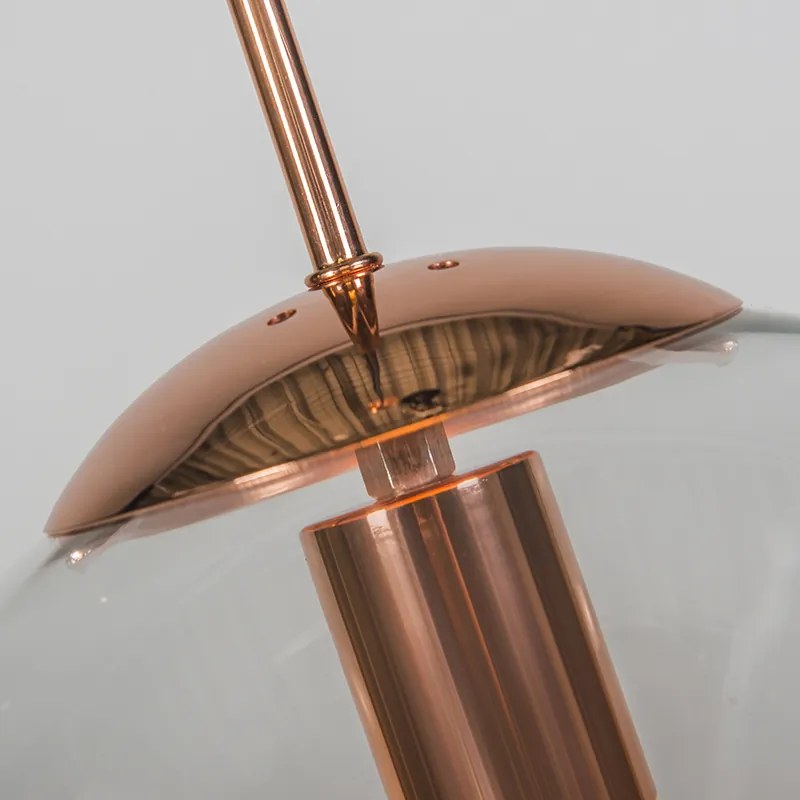 Lampada a sospensione Art Déco in rame con vetro trasparente 30 cm - Ball 30