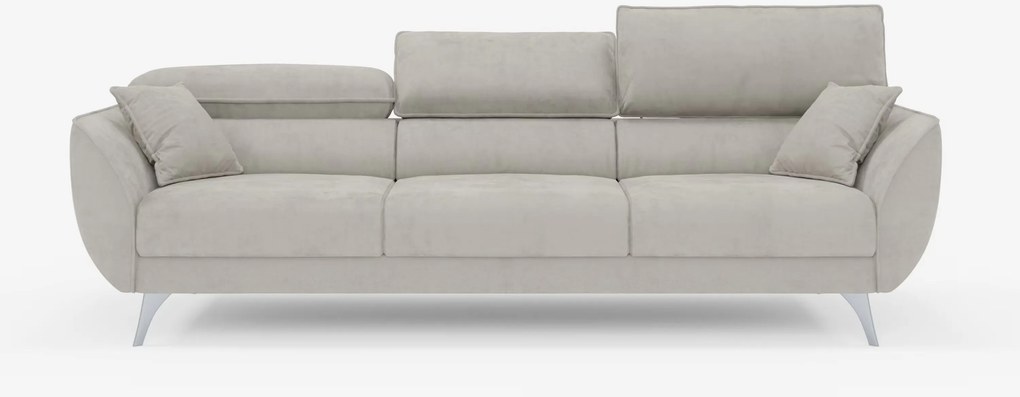 Michelangelo 4 Posti – Divano con 3 sedute estensibili e poggiatesta reclinabili in elegante tessuto vellutino smacchiabile T30