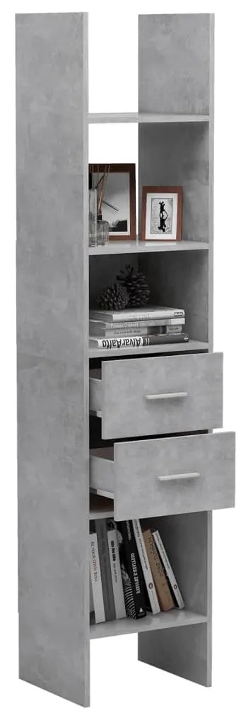 Libreria Grigio Cemento 40x35x180 cm in Legno Multistrato