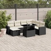 Set Divani da Giardino con Cuscini 8 pz Nero in Polyrattan 3274836