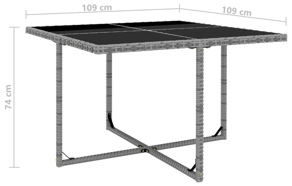 Set da Pranzo da Giardino 5 pz con Cuscini in Polyrattan Grigio