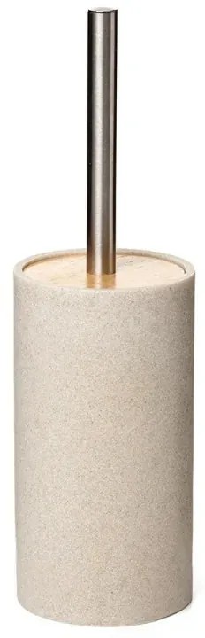 Portascopino bagno in resina beige con particolari in bamboo Sahara