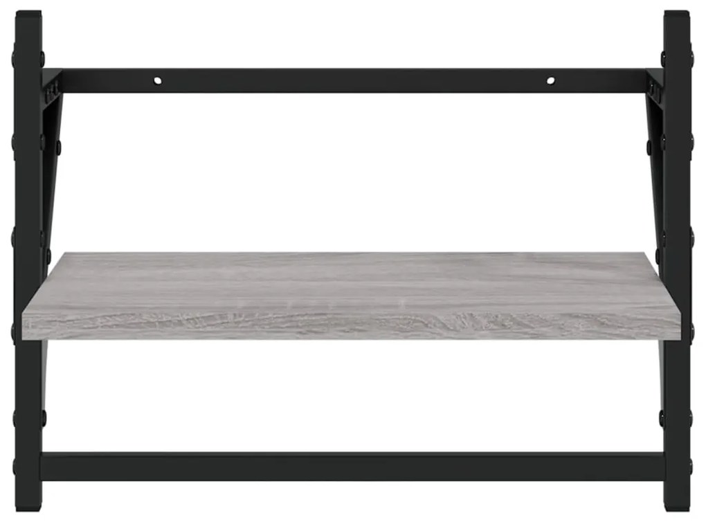 Mensole a parete con aste 2pz grigio sonoma 40x25x30 cm