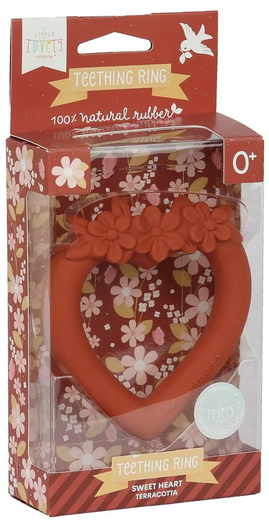 A Little Lovely Company - anello dentizione in gomma naturale - cuore terracotta