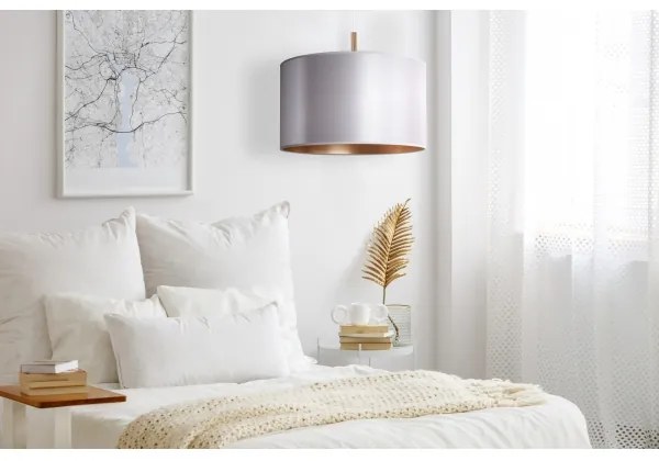 Duolla - Lampadario a sospensione con filo CANNES 1xE27/15W/230V diametro 45 cm argento/rame