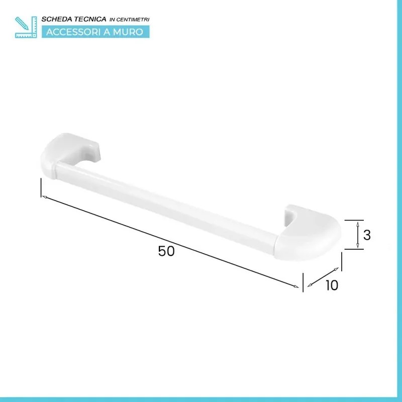 Set accessori a muro 7 pezzi in ABS bianco con doppio fissaggio Gioia