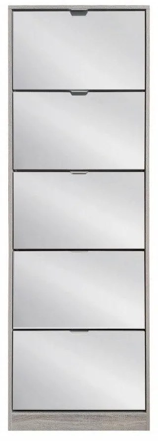 Scarpiera Susie Grigia con 5 Ante in Legno e Specchio - 60x24x180cm