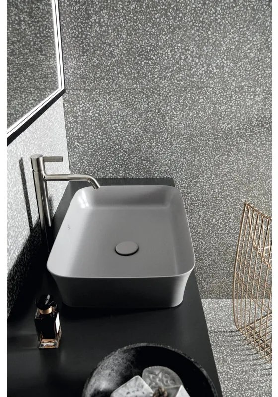 Lavabo da appoggio rettangolare in ceramica L 80 x P 40 x H 12 cm marrone