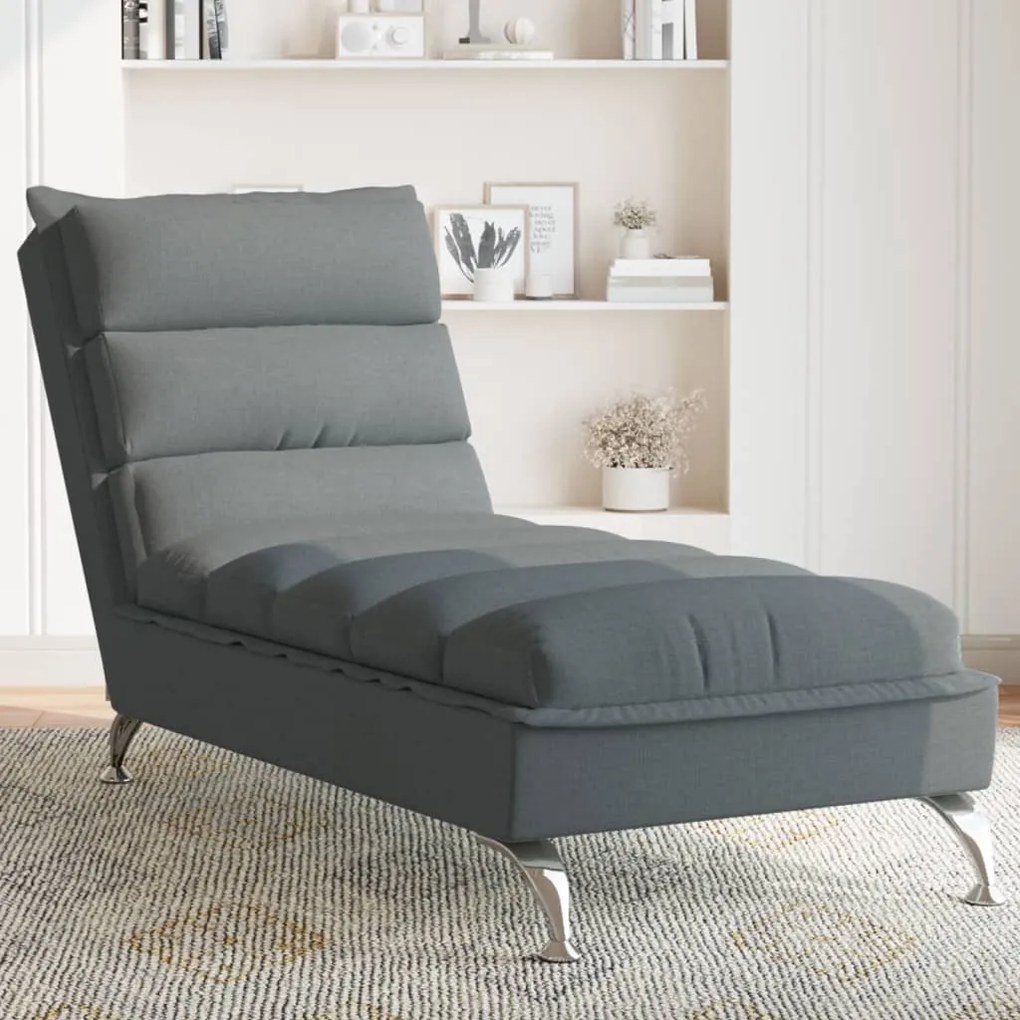 Chaise Longue Con Cuscini Grigio Scuro İn Tessuto /