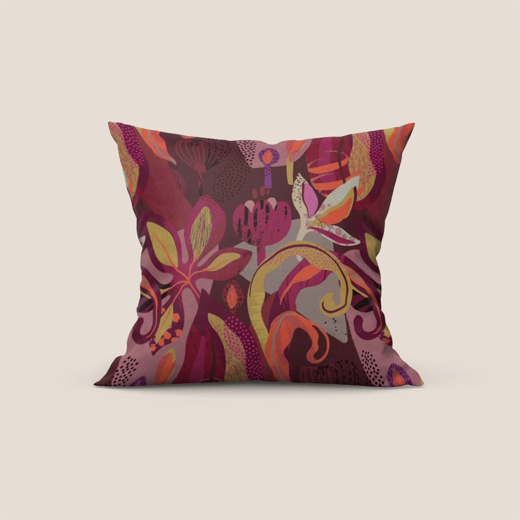 Joy collezione cuscini a fantasie multicolor in tessuto fresco cotone impermeabile rosso