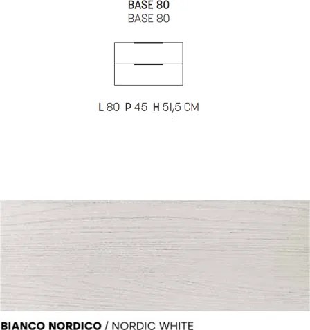 Mobile bagno sospeso BALI 80 cm Bianco Nordico e specchio retroilluminato LED