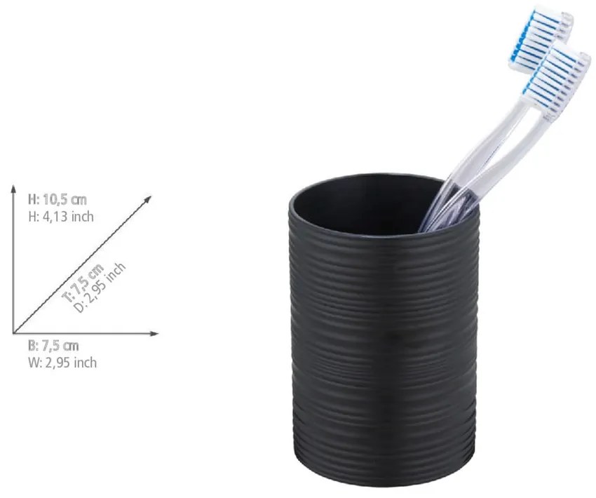 Portaspazzolino nero opaco in plastica Lyon – Allstar