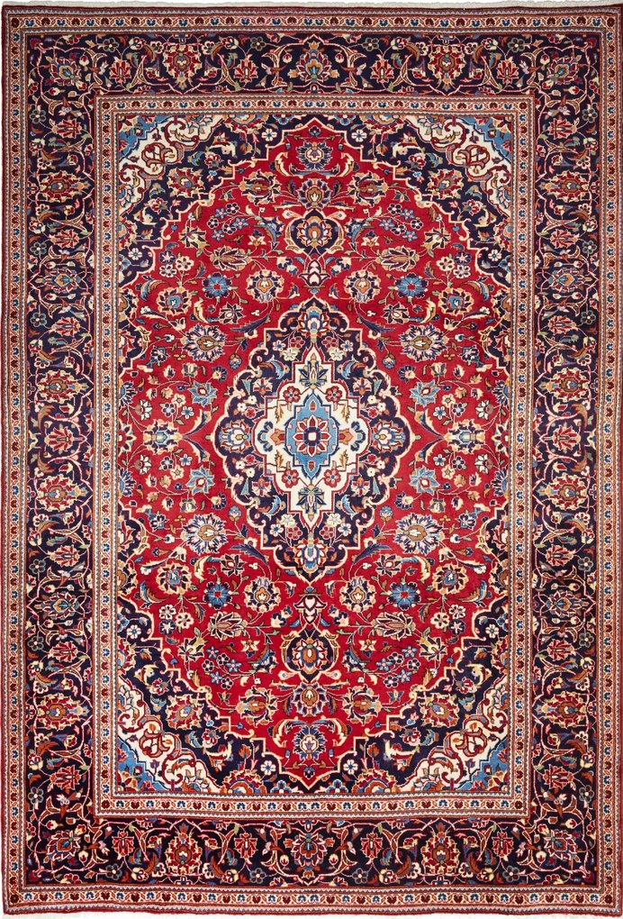 Kashan Tappeto 210 x 300 Rosso (Iran) Annodato A Mano