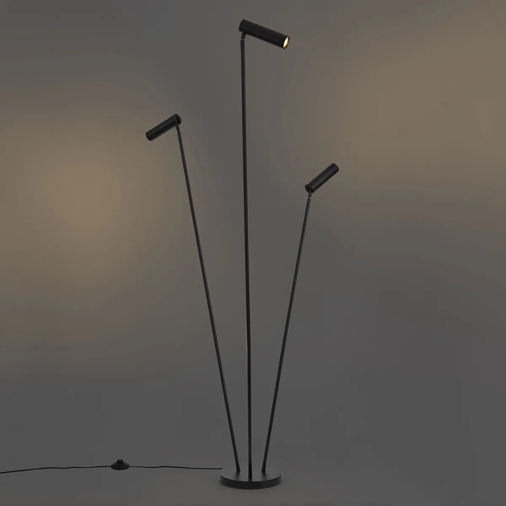 Lampada da terra moderna nera 3 luci GU10 35mm - Thomas