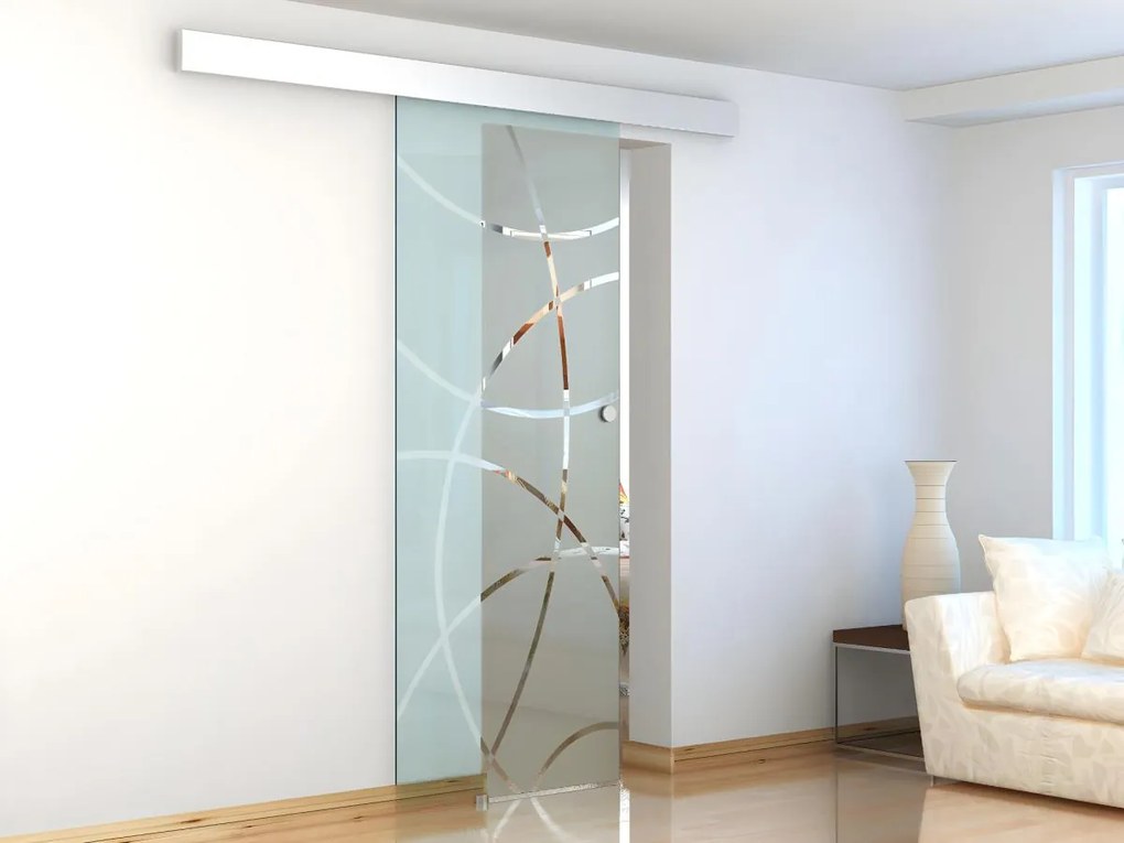 Porta scorrevole esterno muro H205 x L83 cm in Vetro temperato  - HEIDI