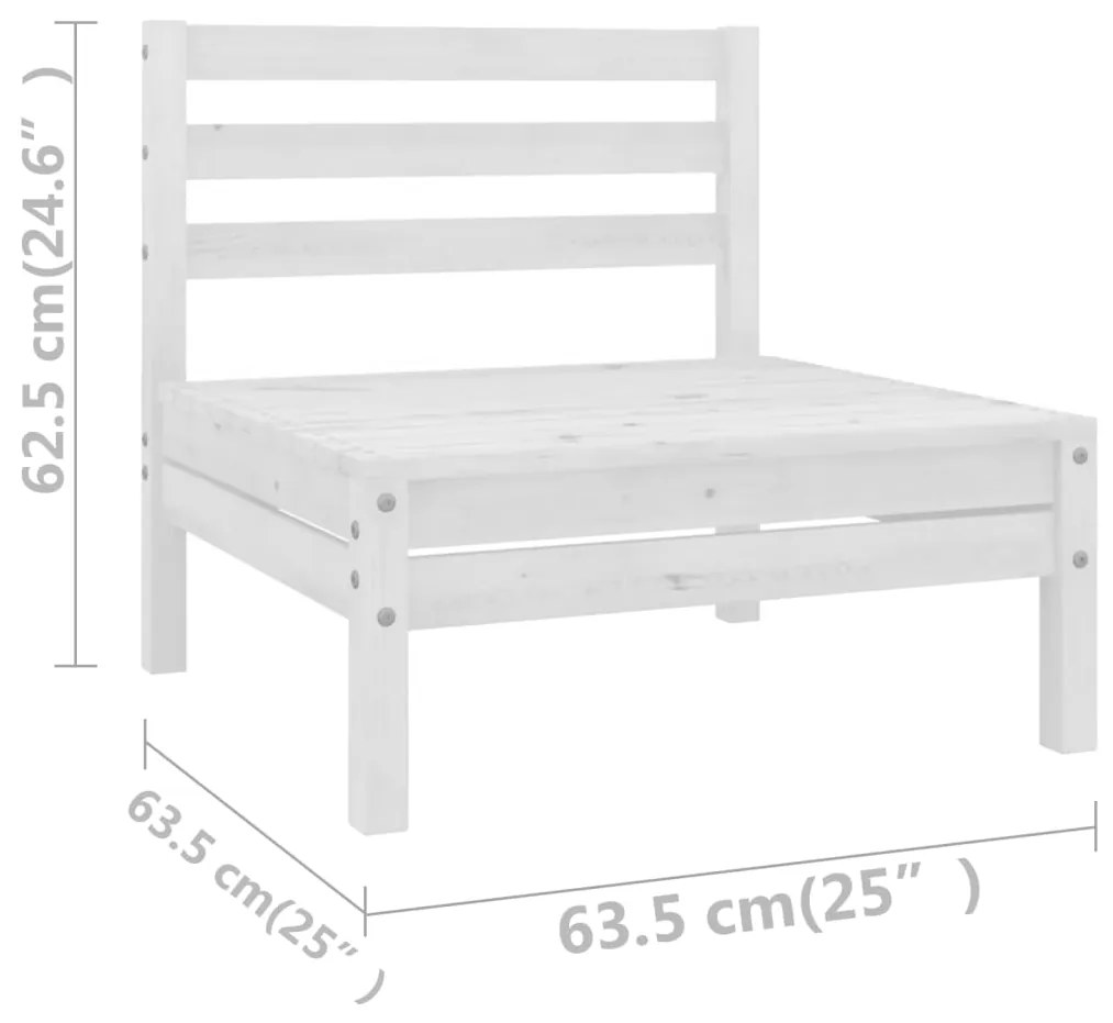 Set Divani da Giardino 5 pz Bianco in Legno Massello di Pino