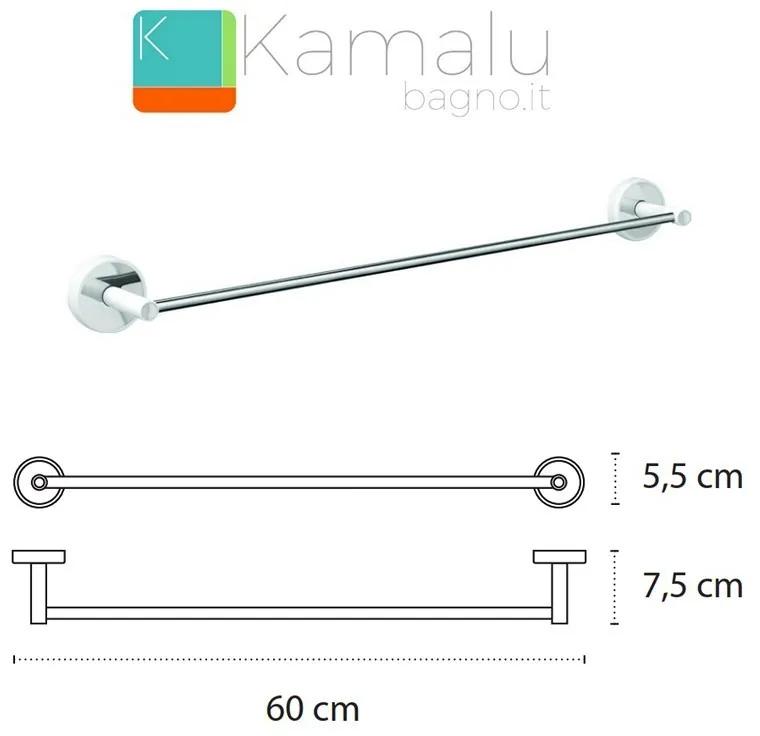 Kamalu - porta asciugamano barra 60cm colore bianco linea kaman lefo-80