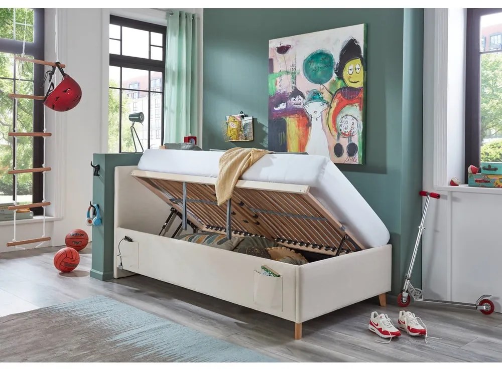 Letto da bambini beige imbottito con contenitore con rete inclusa 120x200 cm Cool – Meise Möbel