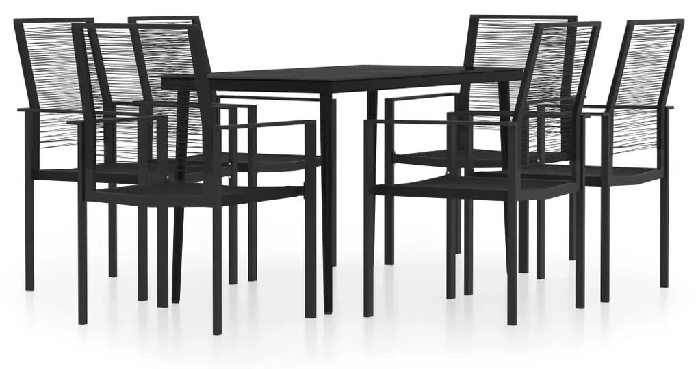 Set da pranzo da giardino 7 pz nero