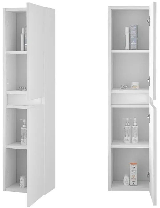Colonna bagno sospesa 125 rovere bianco con ante reversibili Nadia