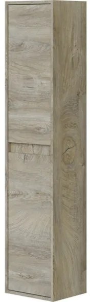 Mobile Bagno Sospeso 80 cm Vano Aperto Lavabo Specchio E Colonna Rovere Alaska VAN