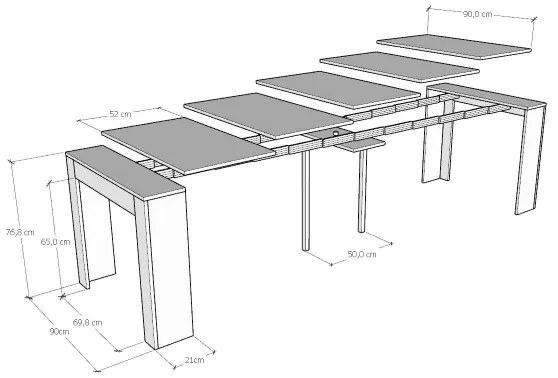 Consolle 90x42 cm Allungabile Fino a 3,02 metri da 14 posti Emy Antracite Spatolato
